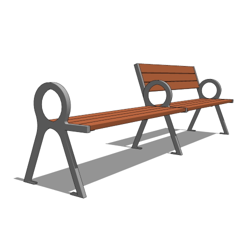 Perisphere Bench, Left Backed, Right Backless, 117'' Length