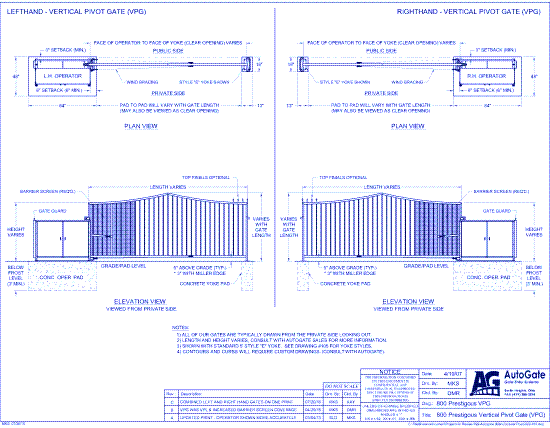 800 Prestigous Vertical Pivot Gate (VPG)