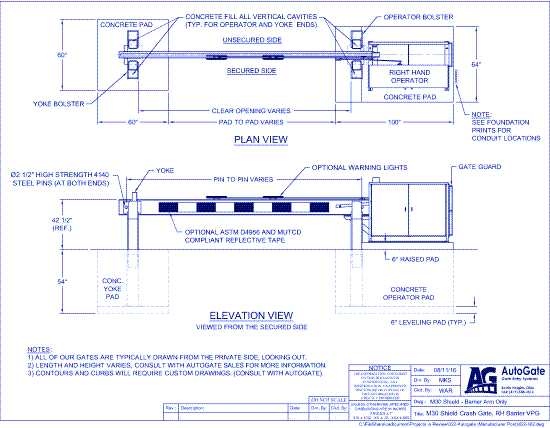 M30 Shield Crash Gate, RH Barrier VPG