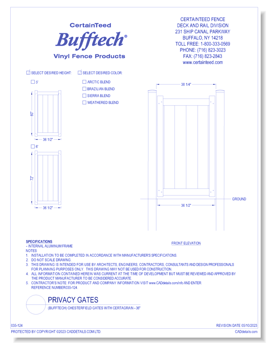 Bufftech: Chesterfield Gates With CertaGrain (36")