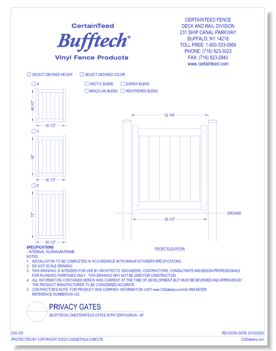 Bufftech: Chesterfield Gates With CertaGrain (50")
