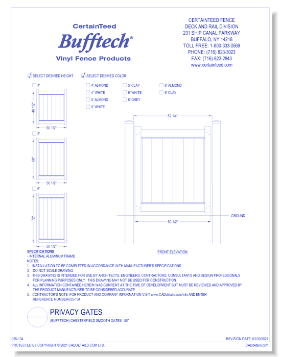 Bufftech: Chesterfield Smooth Gates (50")