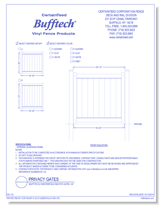Bufftech: Chesterfield Smooth Gates (64")