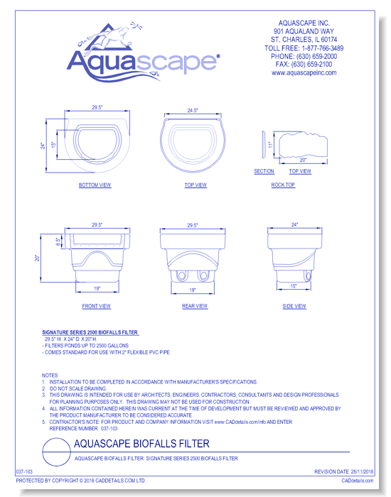 Aquascape BioFalls Filter: Signature Series 2500 BioFalls Filter