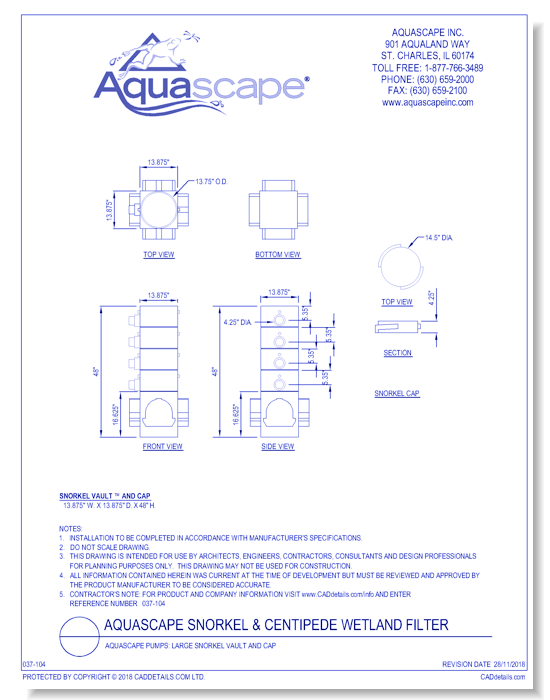 Aquascape Filter Applications: Large Snorkel Vault and Cap