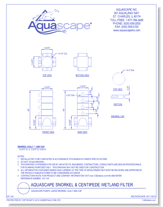 Aquascape Pumps: Large Snorkel Vault and Cap