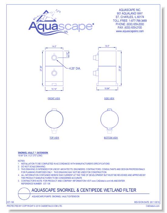 Aquascape Filter Applications: Snorkel Vault Extension
