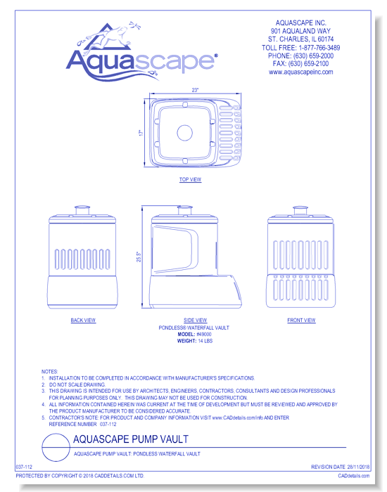 Aquascape Pump Vault: Pondless Waterfall Vault