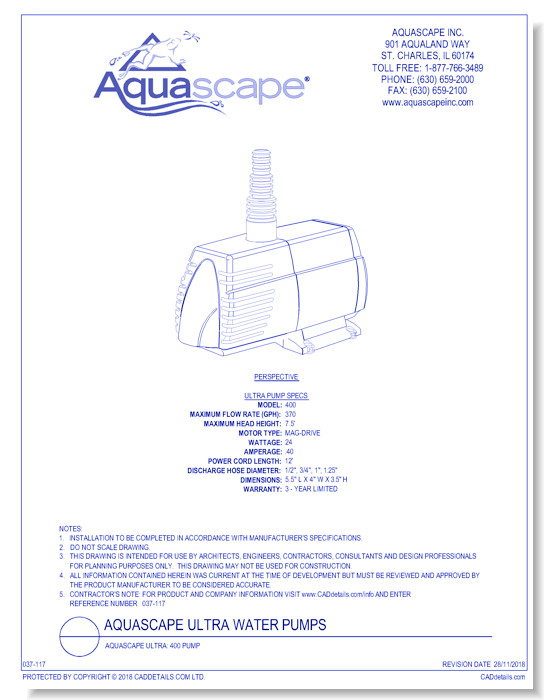 Aquascape Ultra: 400 Pump