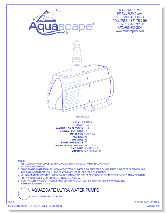 Aquascape Ultra: 1100 Pump