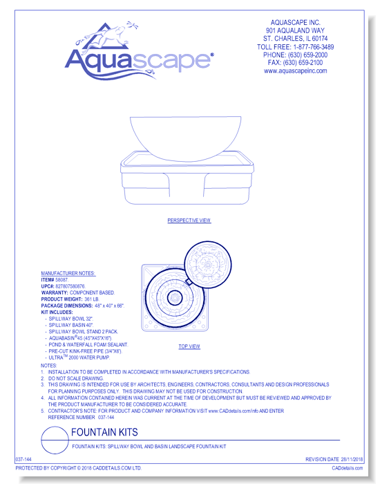 Fountain Kits: Spillway Bowl and Basin Landscape Fountain Kit