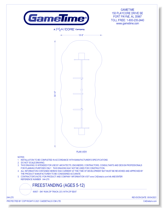 90857 - Sky Run Zip Track (33') With Zip Seat