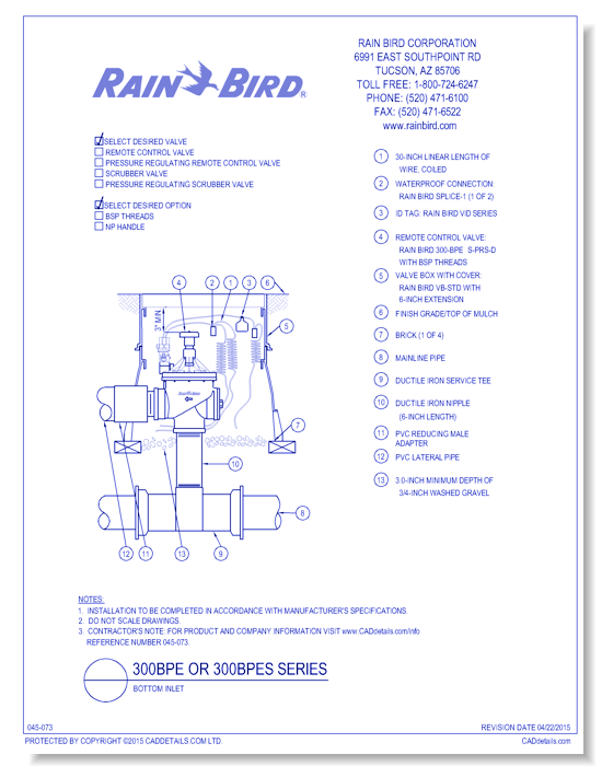 300BPE or 300BPES Series - Bottom Inlet