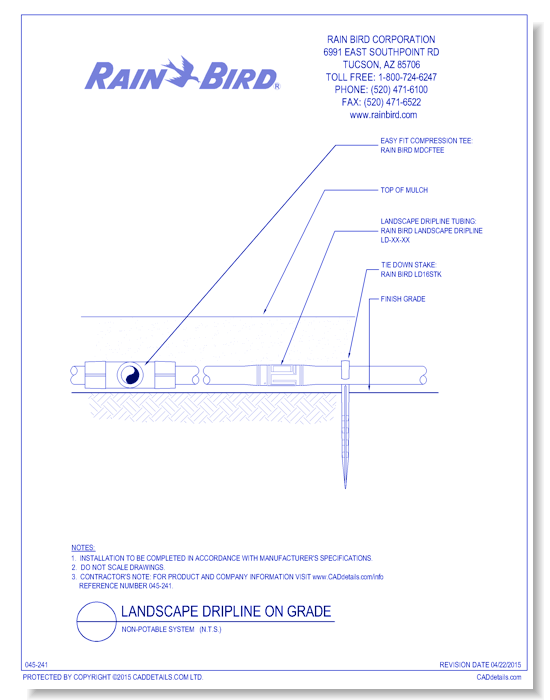 Landscape Dripline on Grade - Non Potable System