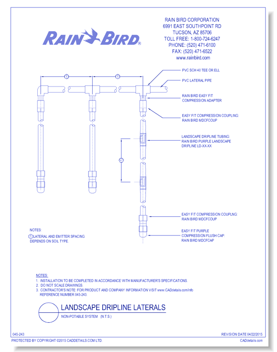 Landscape Dripline Laterals - Non Potable System