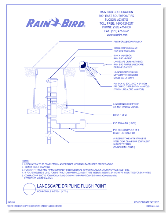 Landscape Dripline Flush Point - Non Potable System