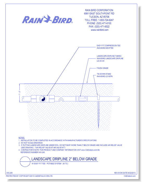 Landscape Dripline 2 inches Below Grade with Easy Fit Tee