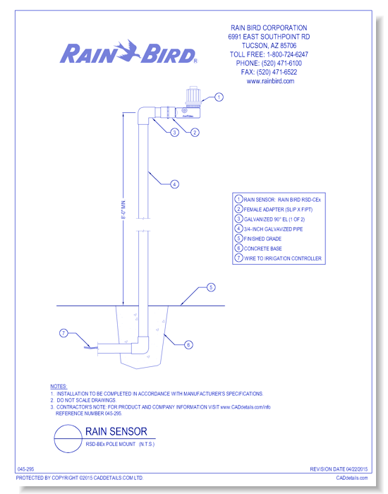 RSD-CEx Rain Sensor, Pole Mount