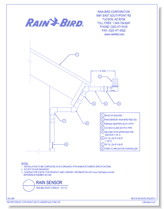 RSD-CEx Rain Sensor, Roof Conduit