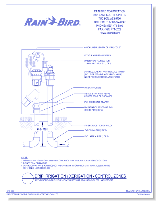 3/4 Inch Anti-Siphon Control Zone Kit with Pressure Regulating Filter - XACZ-075-PRF
