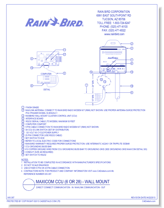 CCU Cluster Control Unit, Wall-Mount, Direct-Connect Primary Communication, Link Secondary Communication