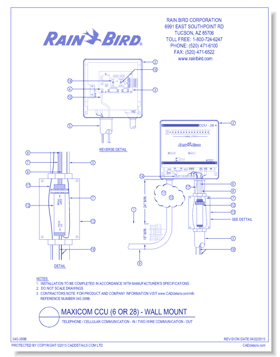 CCU Cluster Control Unit, Wall-Mount, Phone Primary Communication, 2-Wire Secondary Communication 1 of 2