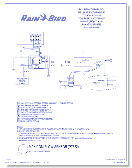 Flow Sensor Wiring, PT322 Pulse Transmitter, Link Secondary Communication
