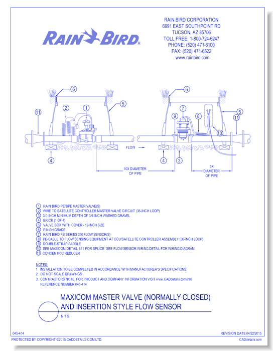 FS350 Insert Flow Sensor, Normally Closed Master Valve
