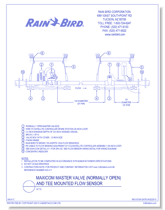 FS-P Tee Flow Sensor, Normally Open Master Valve