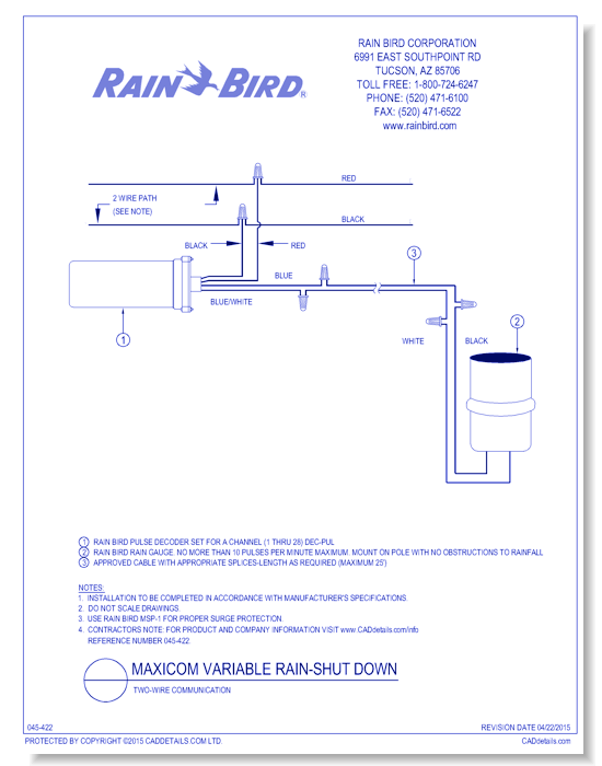 Rain-Gauge Sensor, 2-Wire Secondary Communication
