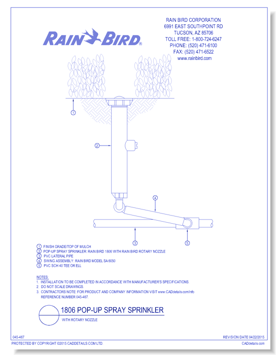 Rotary Nozzle on Rain Bird 1806 pop-up spray sprinkler with swing pipe