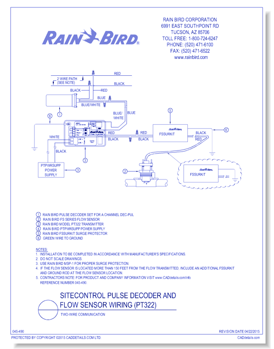 Flow Sensor Wiring - PT322 - Two-Wire Communications