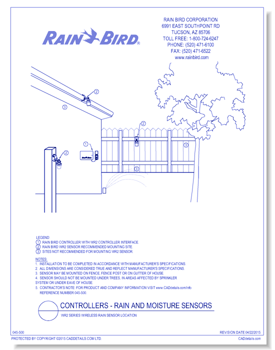 WR2 Series Wireless Rain Sensor Location