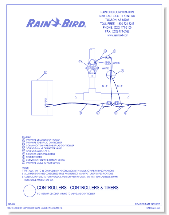 FD-102TURF Decoder Wiring to Valve and Controller