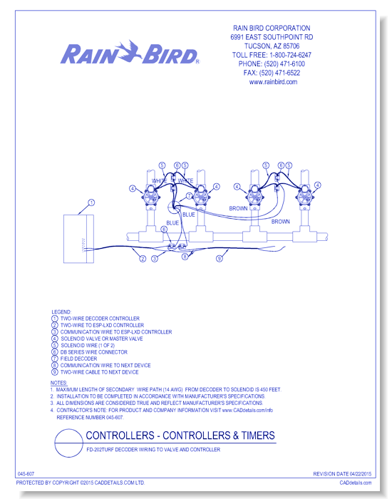 FD-202TURF Decoder Wiring to Valve and Controller