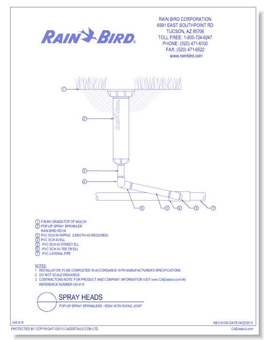 Pop-Up Spray Sprinklers - RD04 with Swing Joint
