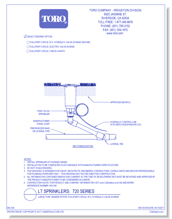 720 Series, Full/Part-Circle, Hydraulic Valve-in-Head