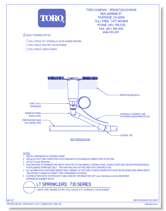 730 Series, Full-Circle, Hydraulic Valve-in-Head