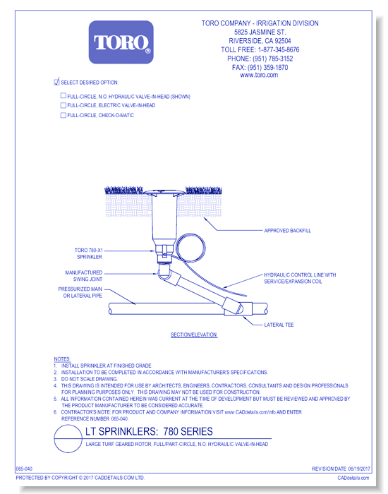 780 Series, Full/Part-Circle, Hydraulic Valve-in-Head