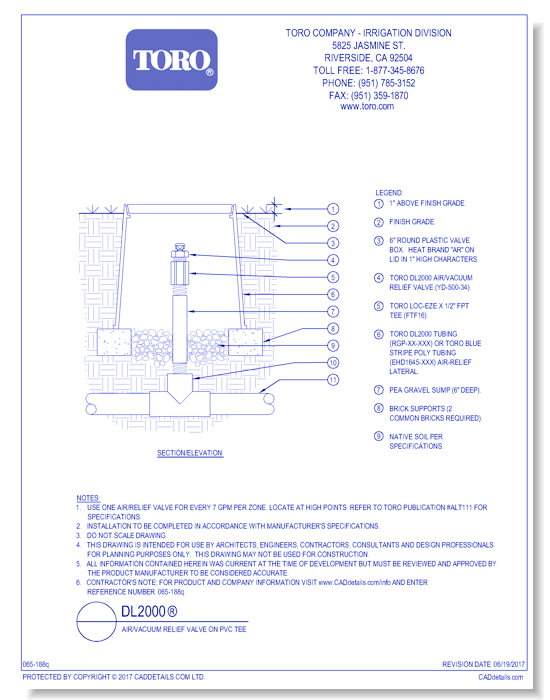 DL2000®  Air / Vacuum Relief Valve on PVC Tee