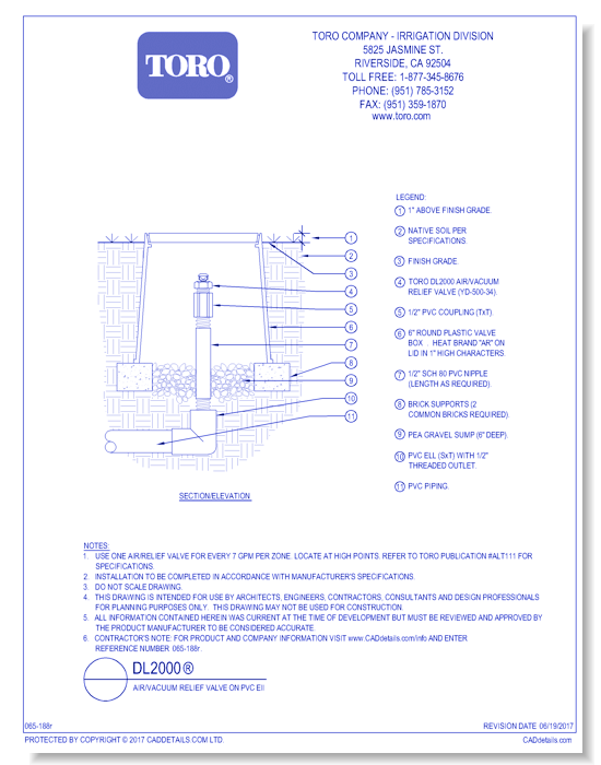 DL2000®  Air / Vacuum Relief Valve on PVC Ell