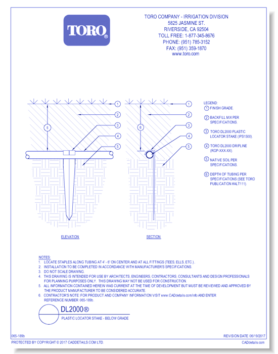 DL2000®  Plastic Locator Stake - Below Grade
