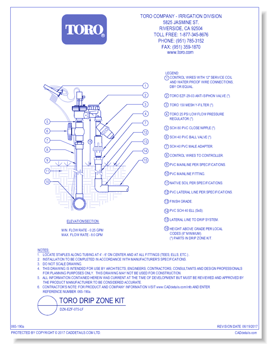 Toro Drip Zone Kit: DZK-EZF-075-LF