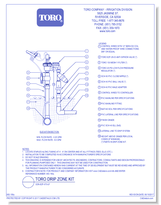 Toro Drip Zone Kit:  DZK-EZF-075-LF