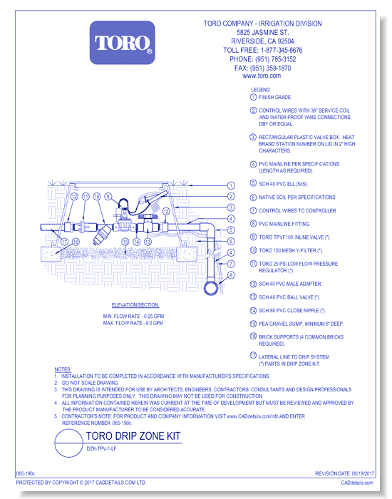 Toro Drip Zone Kit: DZK-TVP-1-LF