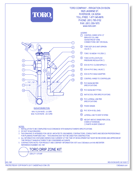 Toro Drip Zone Kit:  DZK-2711-075-MF