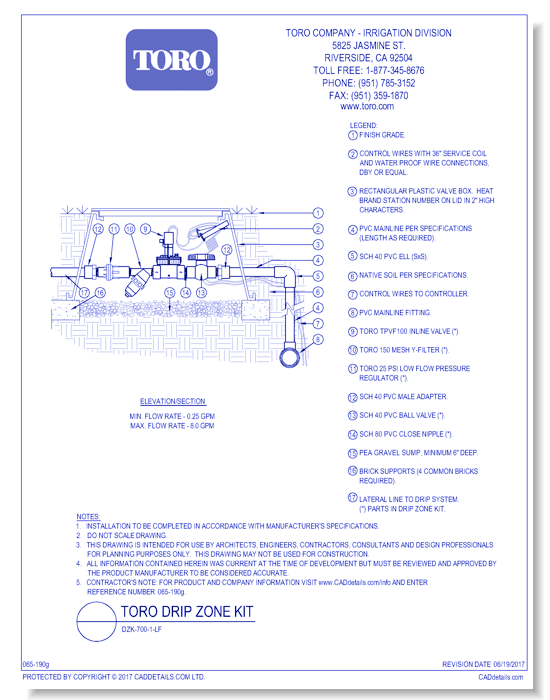 Toro Drip Zone Kit: DZK-700-1-LF