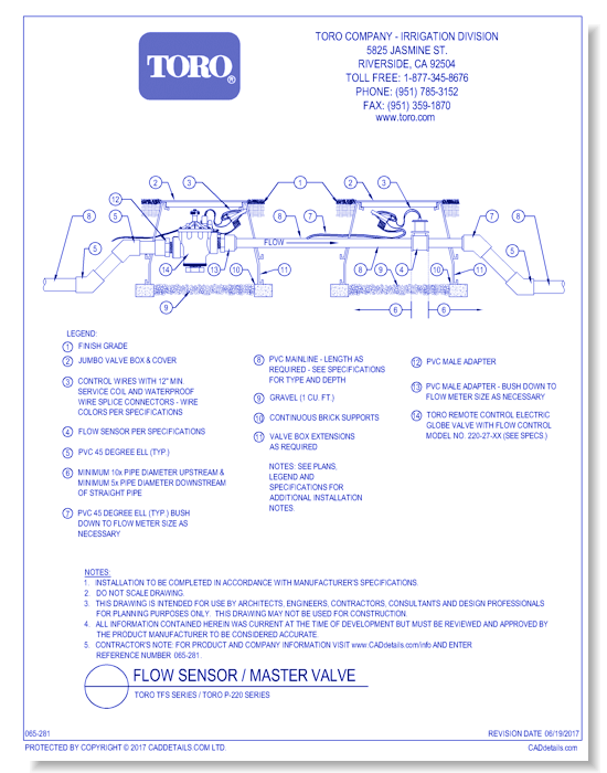 Flow Sensor / Master Valve - TFS Series / P-220 Series, Electric, Pressure REgulated