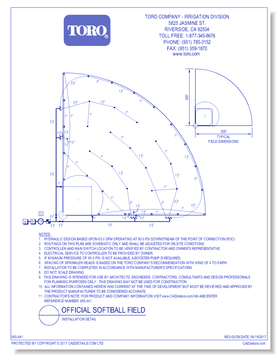 Official Softball Field - Installation Detail