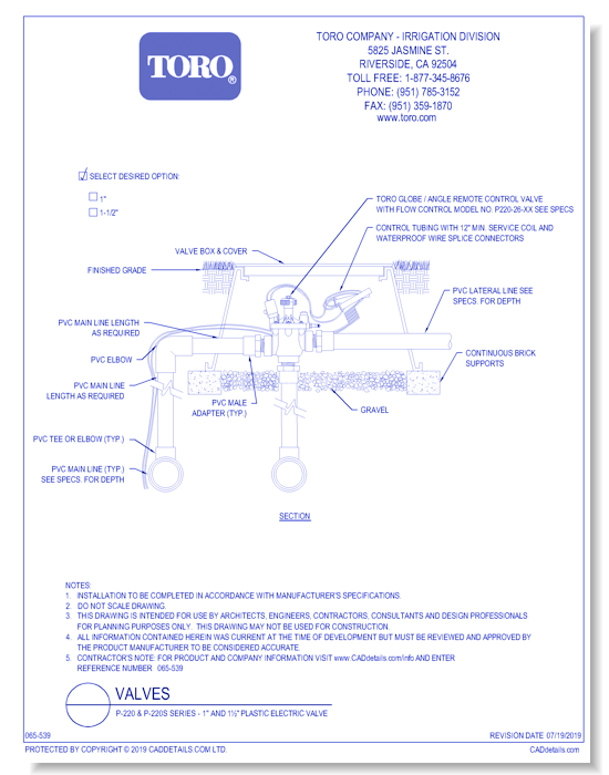 P-220 & P-220S Series - 1" and 1½" Plastic Electric Valve